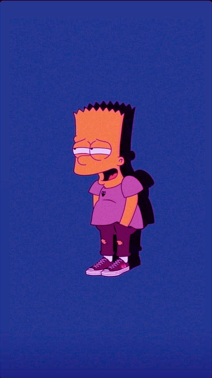 Download Sad Bart Simpsons On Desk Wallpaper
