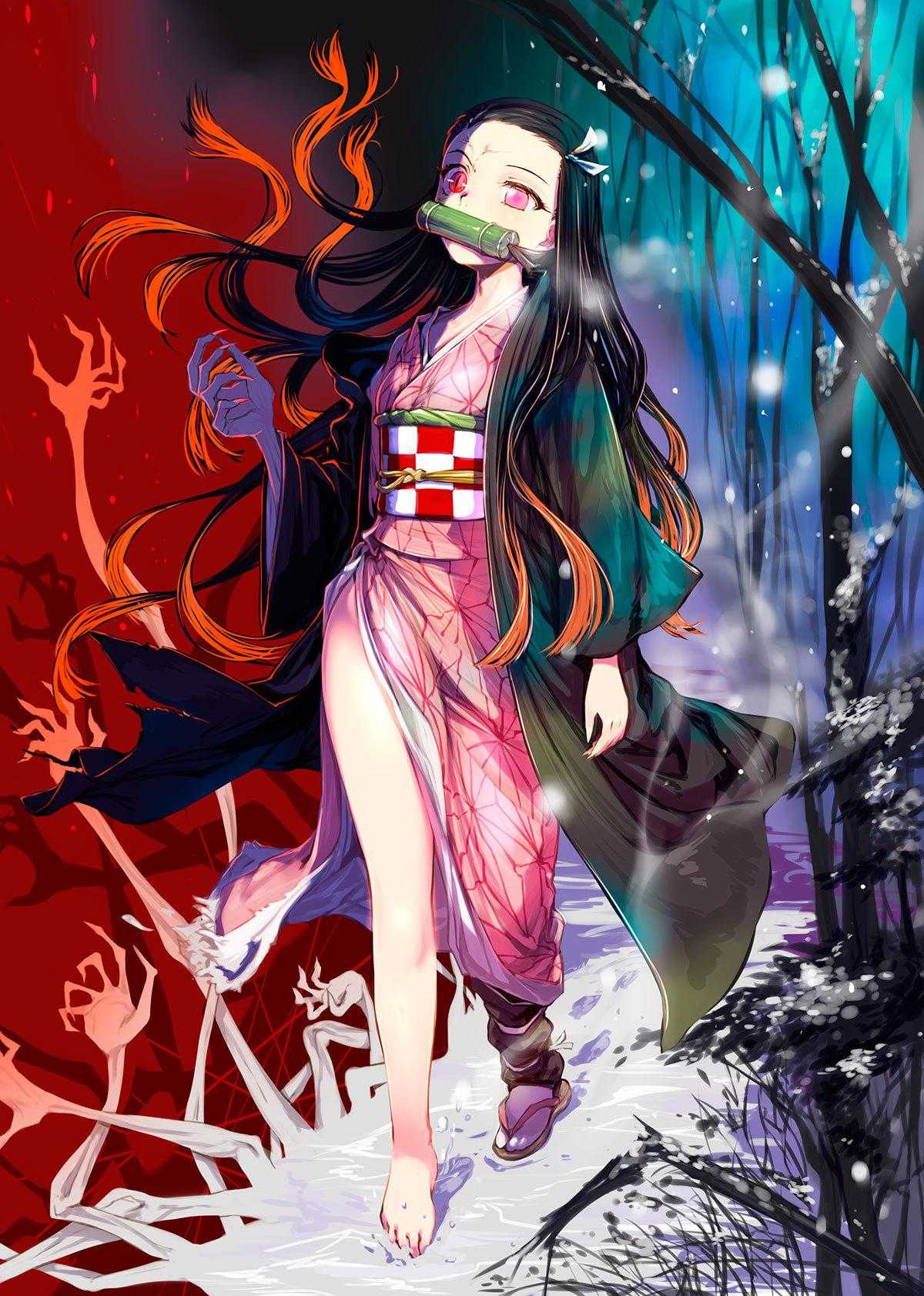 Wallpaper Anime Darkness Tanjiro Kamado Nezuko Kamado Demon Slayer  Kimetsu no Yaiba Background  Download Free Image