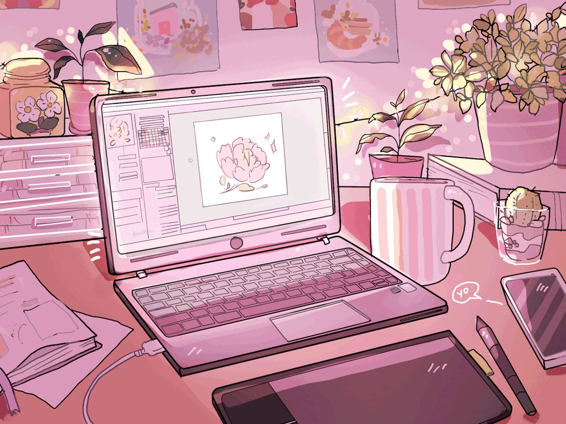 Pink Aesthetic laptop Wallpaper