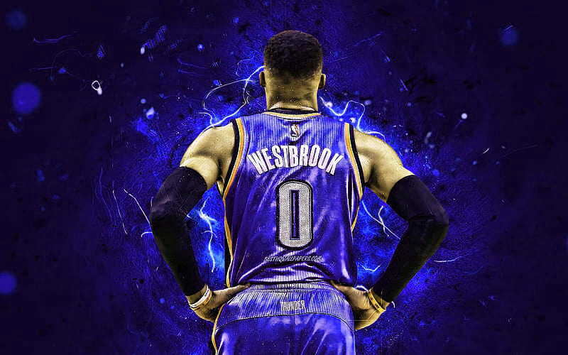Download Russell Westbrook Jumping For Lay-up Wallpaper | Wallpapers.com