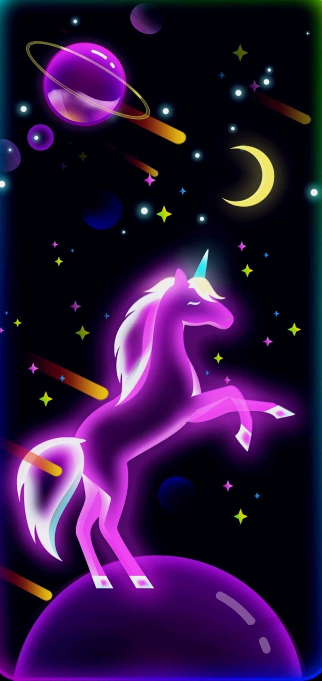 Ilustrace „Colorful unicorn galaxy, creative decoration magical backdrop  shining cosmos space horn fairy myth moon light fantasy background.  Generative AI“ ze služby Stock | Adobe Stock